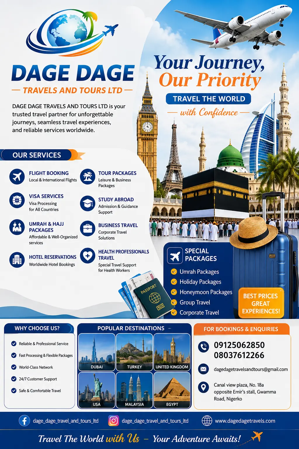 Dage Dage Travels & Tours — Business Flyer by Asmaam Digitals